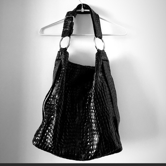 Chocolate Blu patten leather bag w/shoulder bag - Picture 2 of 5